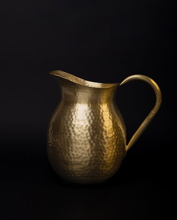 Vintage - Inspired Regency Handmade Indian Brass Vase with Hammered Pitcher and Silver Chrome Finish - WonderlandByLilian