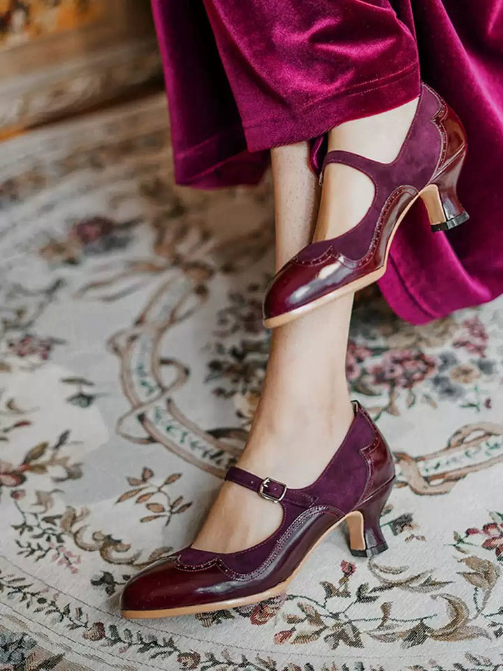 Vintage Leather Mary Jane Heels - 1930s Inspired Retro Shoes - WonderlandByLilian