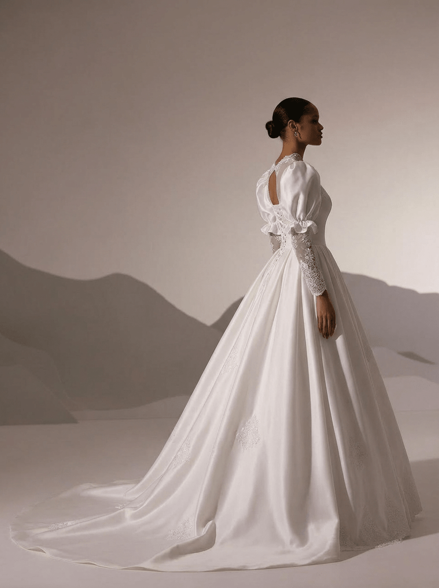 modest wedding dresses with long sleeves M701 Dress Ivory size 4 Taffeta 3 Modest long sleeve wedding dress
