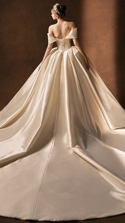 Vintage Luxury Princess Light Ivory Wedding Dress With A-Line - Plus Size - WonderlandByLilian