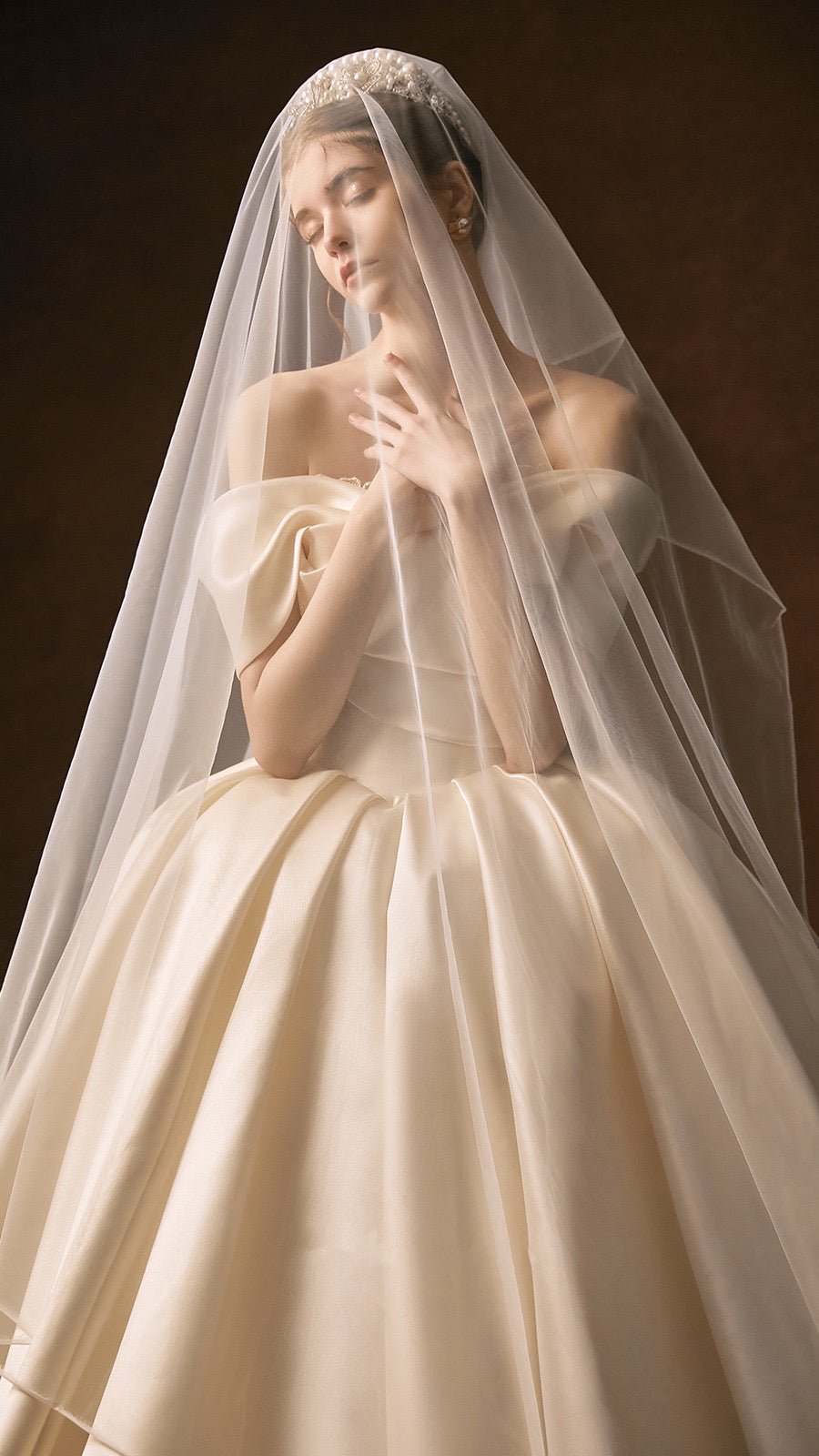 Vintage Luxury Princess Light Ivory Wedding Dress With A-Line - Plus Size - WonderlandByLilian