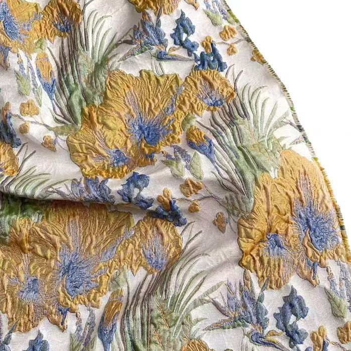 Vintage Macaron Colored 3D Embossed Floral Jacquard Fabric for Fashion, Dresses, and DIY Projects - WonderlandByLilian