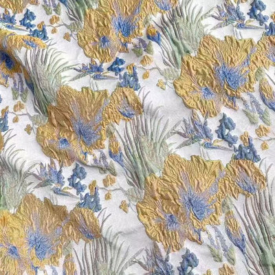 Vintage Macaron Colored 3D Embossed Floral Jacquard Fabric for Fashion, Dresses, and DIY Projects - WonderlandByLilian