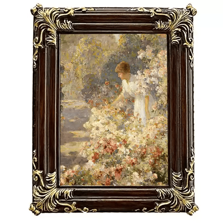 Vintage Retro Hand - Craft Floral Painting Frame – Handmade European Style Resin Art Frame with Oval Center - WonderlandByLilian