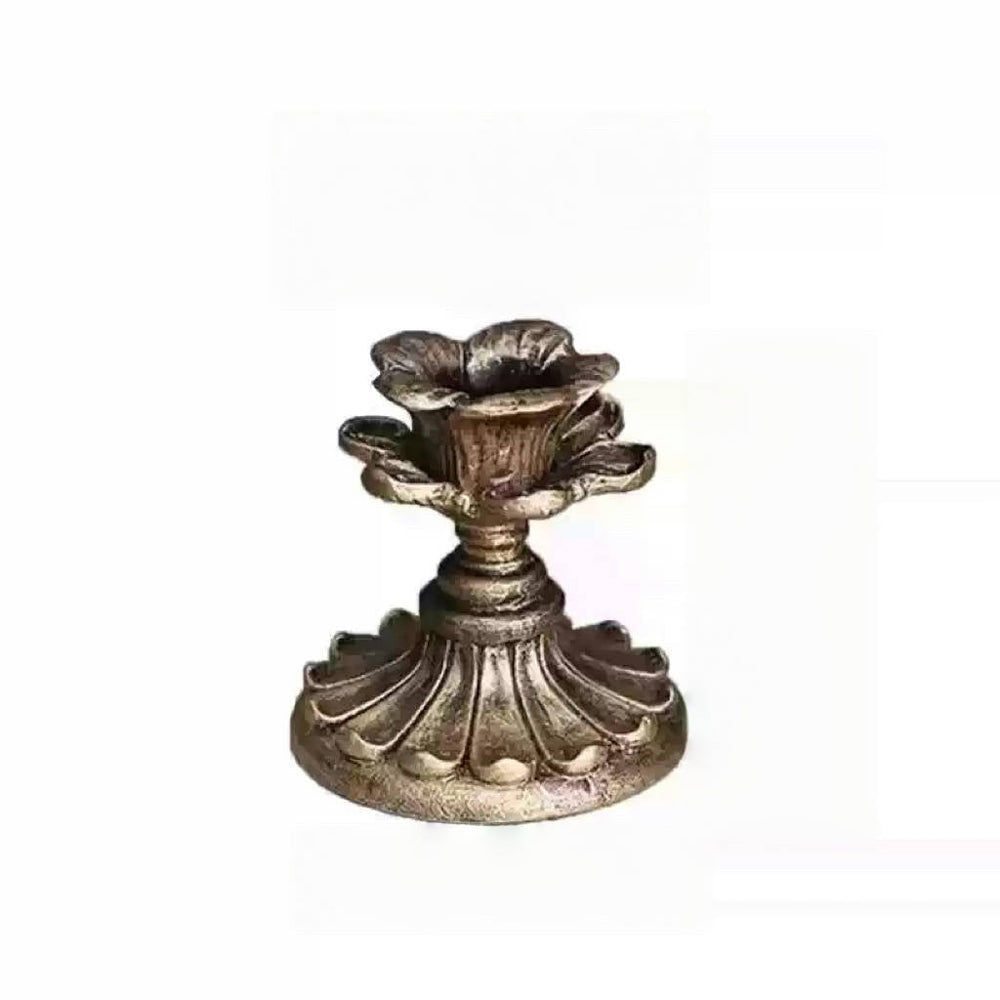 Vintage Retro Hand - Craft Ornate Candle Holder – Handmade Baroque - Style Bronze Resin Taper Stand - WonderlandByLilian