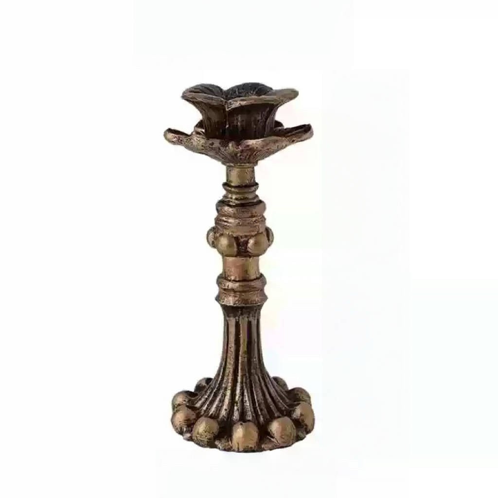 Vintage Retro Hand - Craft Ornate Candle Holder – Handmade Baroque - Style Bronze Resin Taper Stand - WonderlandByLilian