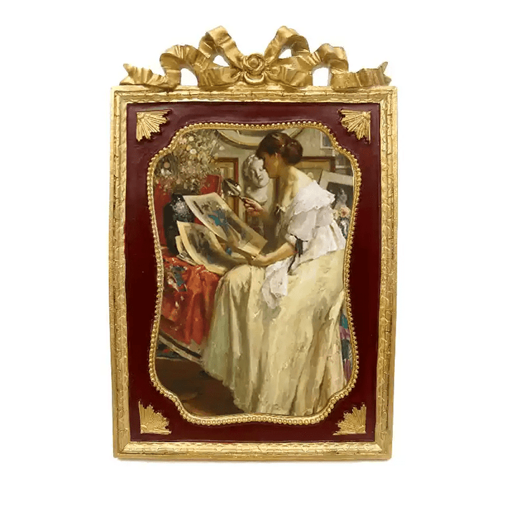 Vintage Retro Hand - Craft Ornate Picture Frame with Ribbon Top – Handmade European - Style Resin Wall Art Frame - WonderlandByLilian