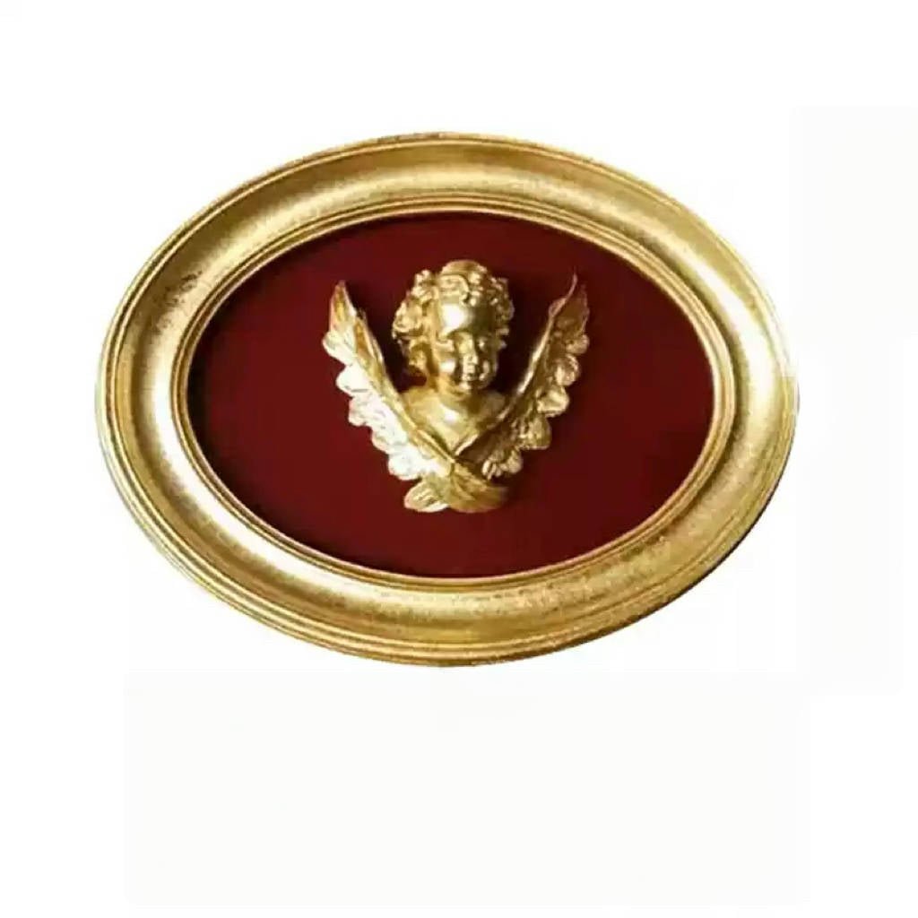 Vintage Retro Hand - Craft Oval Angel Wall Art – Handmade Resin Baroque Cherub Frame Decor - WonderlandByLilian