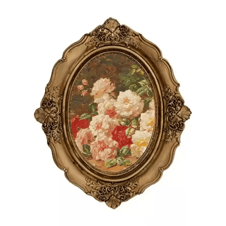 Vintage Retro Hand - Craft Oval Floral Frame – Handmade Resin Wall Art Picture Frame - WonderlandByLilian