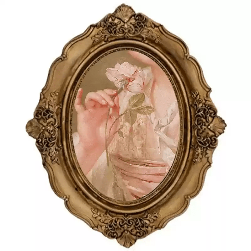Vintage Retro Hand - Craft Oval Resin Wall Frame with Romantic Portrait – Handmade European - Style Decorative Art - WonderlandByLilian