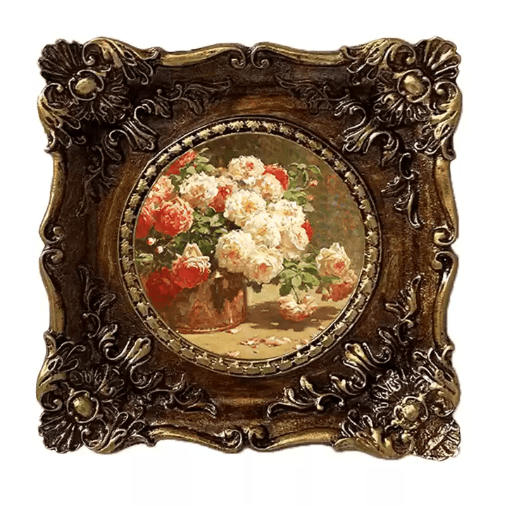 Vintage Retro Hand - Craft Resin Floral Frame – European Style Handmade Oval Art Frame with Baroque Pattern - WonderlandByLilian