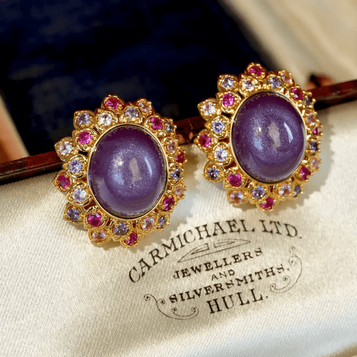 Viola Reverie – Purple Floral Vintage Earrings – Viola - WonderlandByLilian