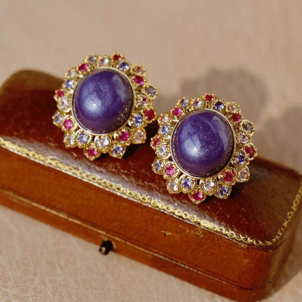 Viola Reverie – Purple Floral Vintage Earrings – Viola - WonderlandByLilian