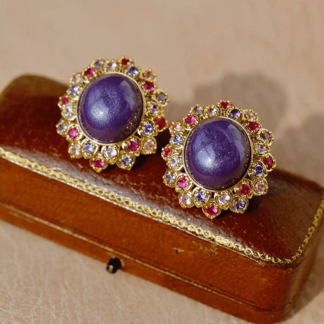 Viola Reverie – Purple Floral Vintage Earrings – Viola - WonderlandByLilian