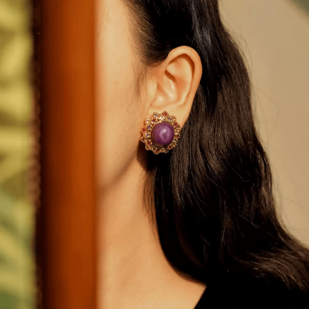 Viola Reverie – Purple Floral Vintage Earrings – Viola - WonderlandByLilian