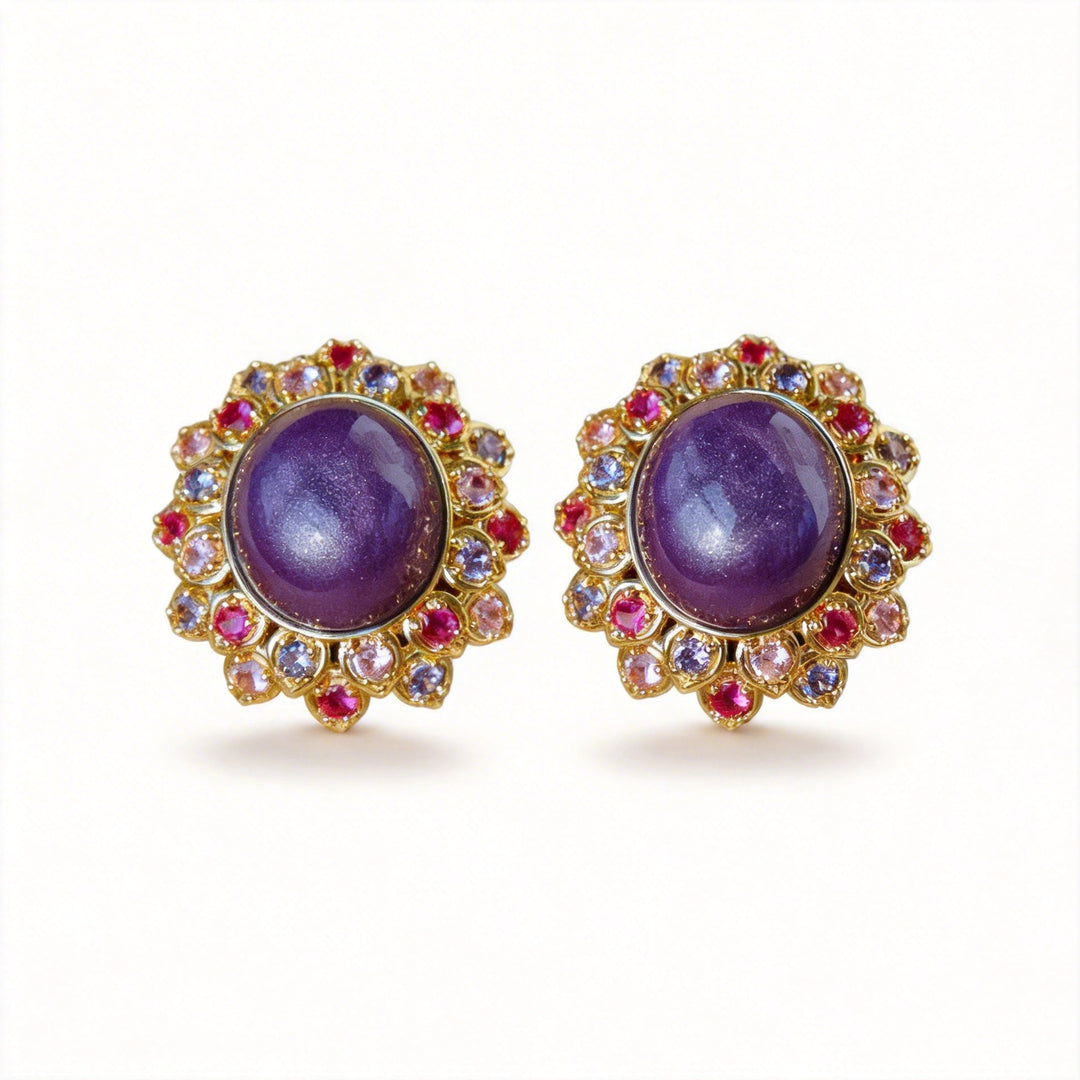 Viola Reverie – Purple Floral Vintage Earrings – Viola - WonderlandByLilian