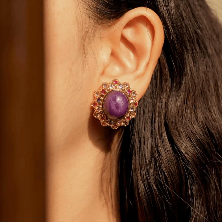 Viola Reverie – Purple Floral Vintage Earrings – Viola - WonderlandByLilian