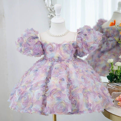 Whimsical Pastel Floral Princess Dress - Flower Girl Dress with Pearl Accents – Plus Size - WonderlandByLilian