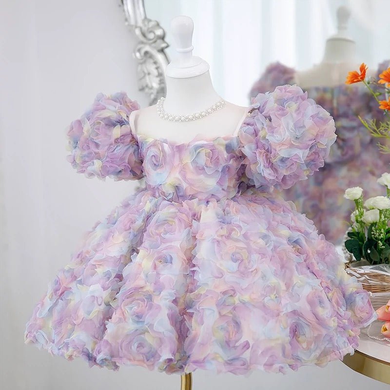 Whimsical Pastel Floral Princess Dress - Flower Girl Dress with Pearl Accents – Plus Size - WonderlandByLilian