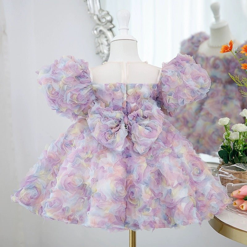 Whimsical Pastel Floral Princess Dress - Flower Girl Dress with Pearl Accents – Plus Size - WonderlandByLilian