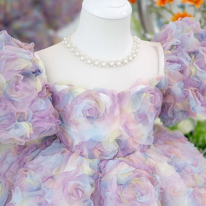 Whimsical Pastel Floral Princess Dress - Flower Girl Dress with Pearl Accents – Plus Size - WonderlandByLilian