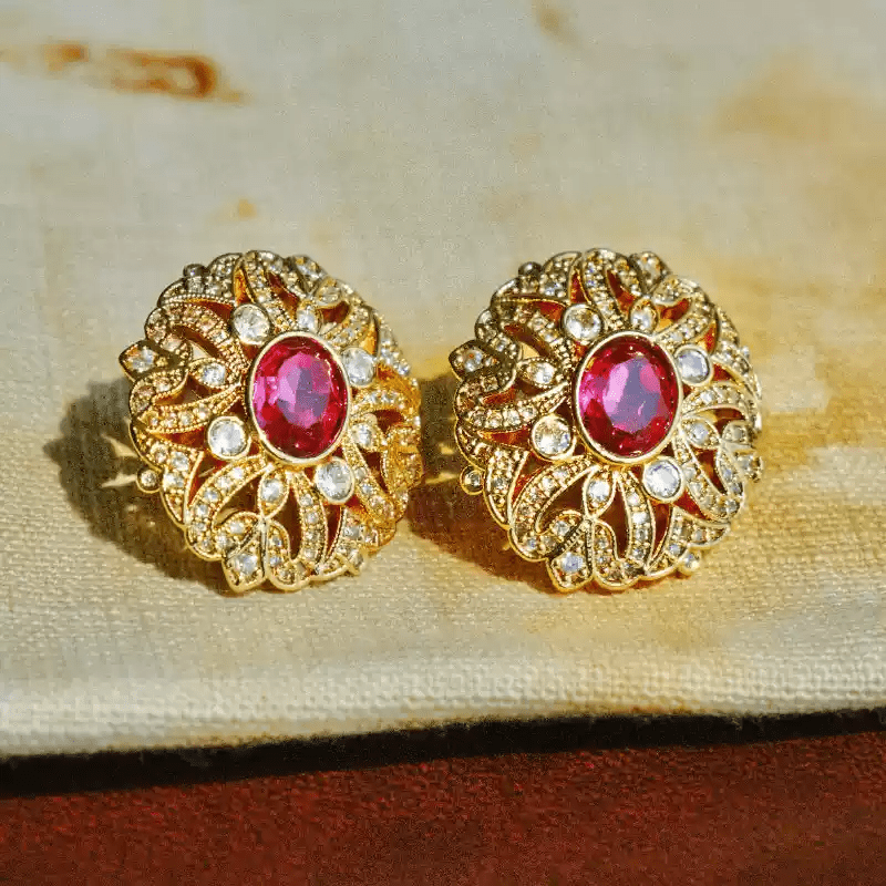 Whispers of a Rose – Handmade Vintage - Style Red Gemstone Earrings - Princess's Treasure - WonderlandByLilian