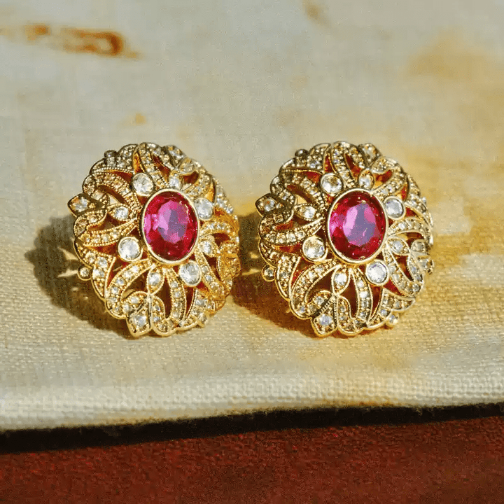 Whispers of a Rose – Handmade Vintage - Style Red Gemstone Earrings - Princess's Treasure - WonderlandByLilian