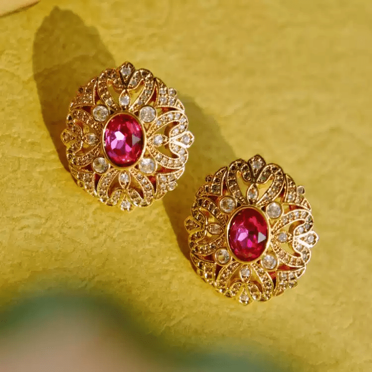 Whispers of a Rose – Handmade Vintage - Style Red Gemstone Earrings - Princess's Treasure - WonderlandByLilian