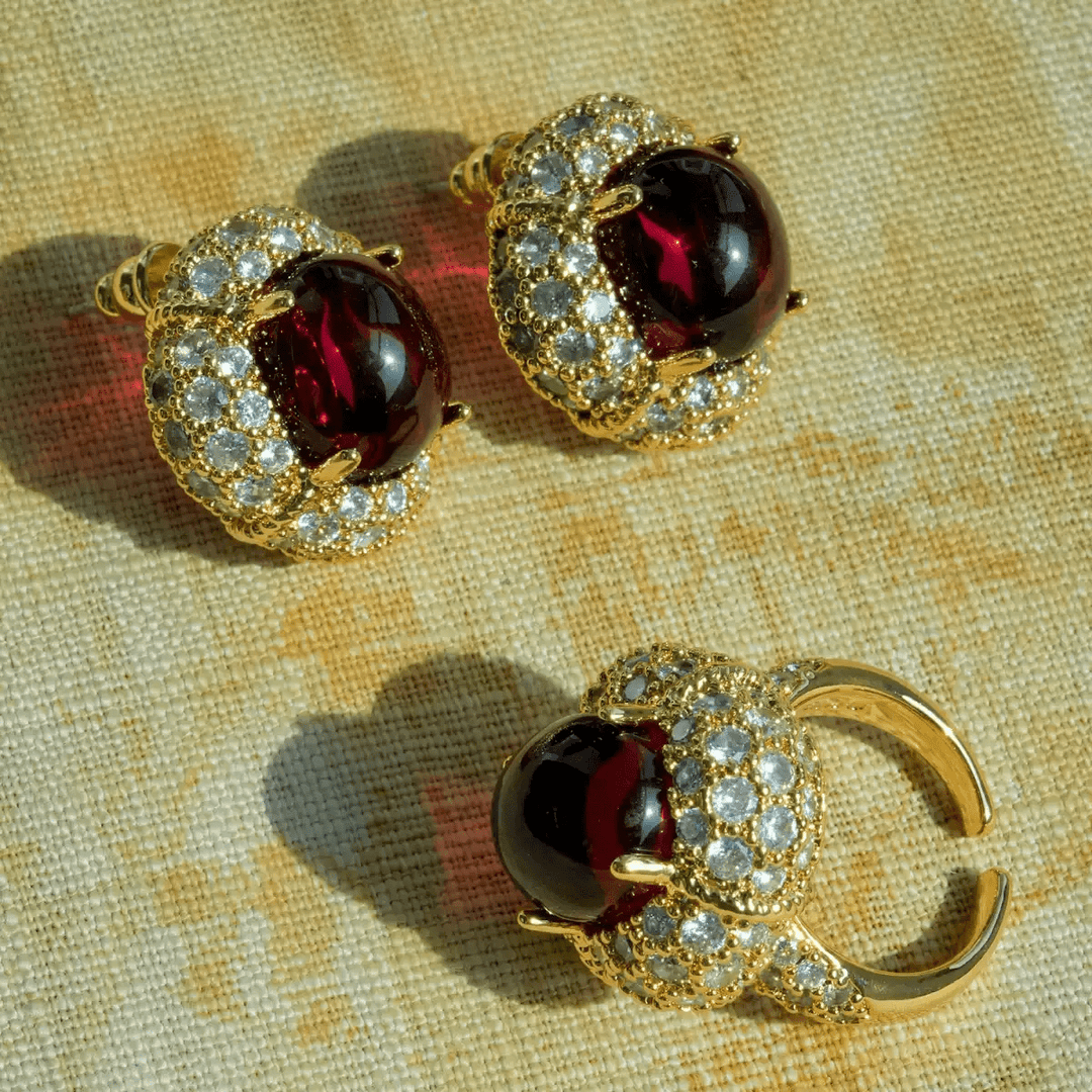 Whispers of Crimson – Vintage Garnet Earrings – The Medici Family - WonderlandByLilian