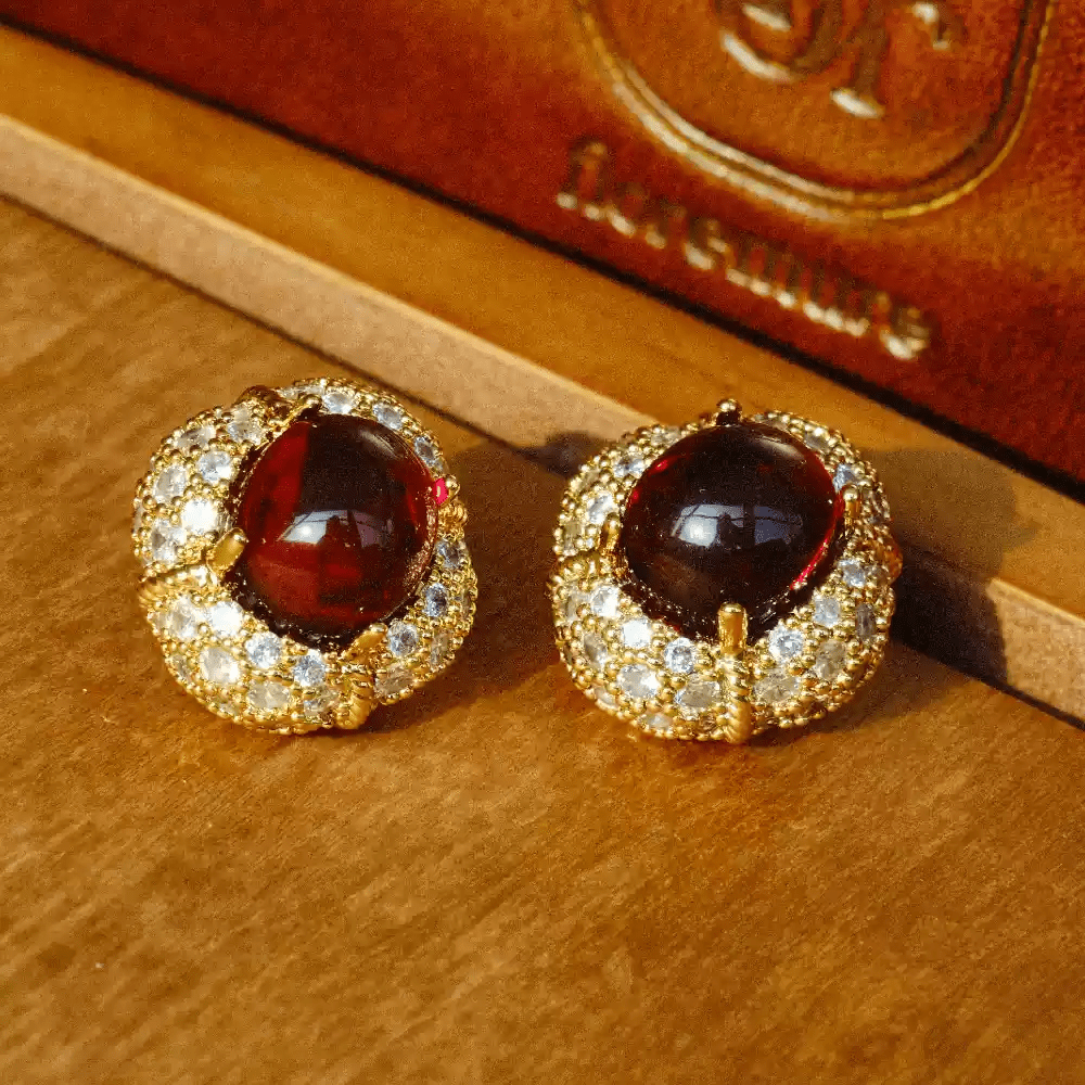 Whispers of Crimson – Vintage Garnet Earrings – The Medici Family - WonderlandByLilian