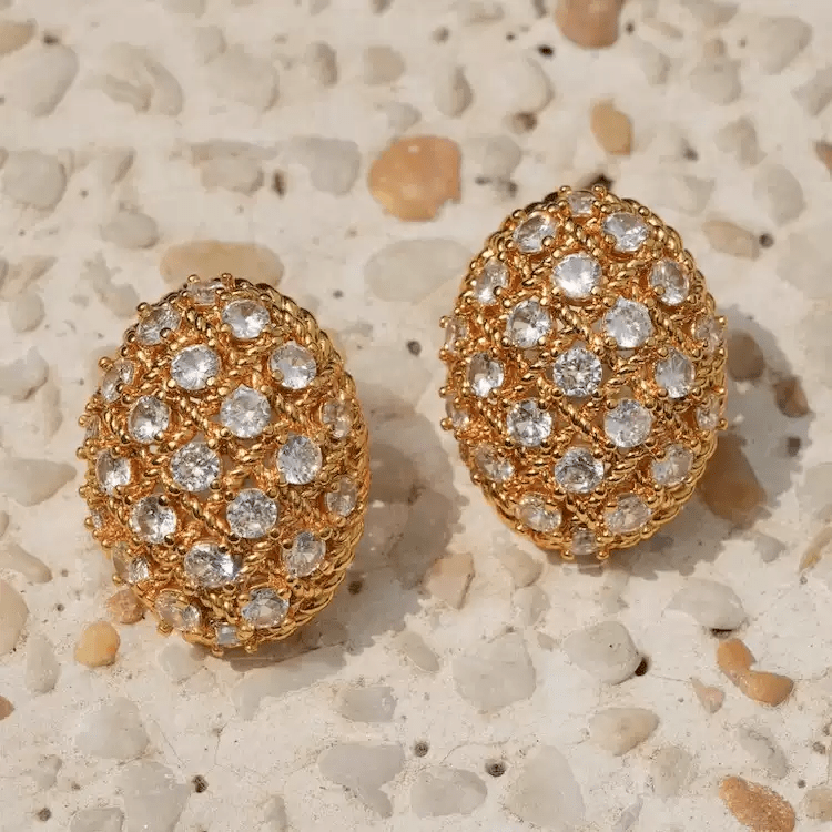 Whispers of Denmark – Handmade Vintage - Style Crystal Cluster Earrings - Queen of Denmark - WonderlandByLilian