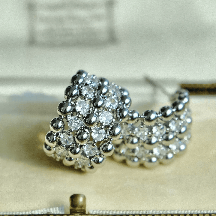 Whispers of Lanterns – Handmade Vintage - Style White Zircon Hoop Earrings - Lanterns - WonderlandByLilian