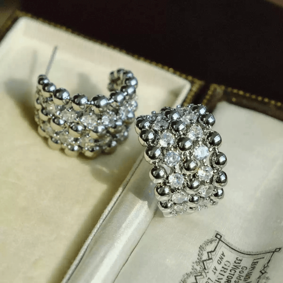 Whispers of Lanterns – Handmade Vintage - Style White Zircon Hoop Earrings - Lanterns - WonderlandByLilian