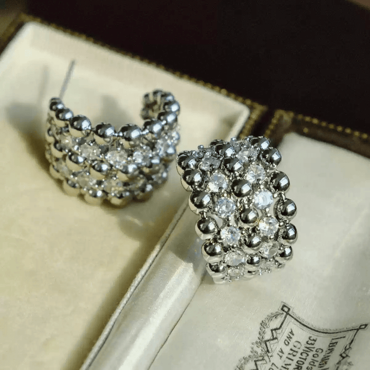 Whispers of Lanterns – Handmade Vintage - Style White Zircon Hoop Earrings - Lanterns - WonderlandByLilian