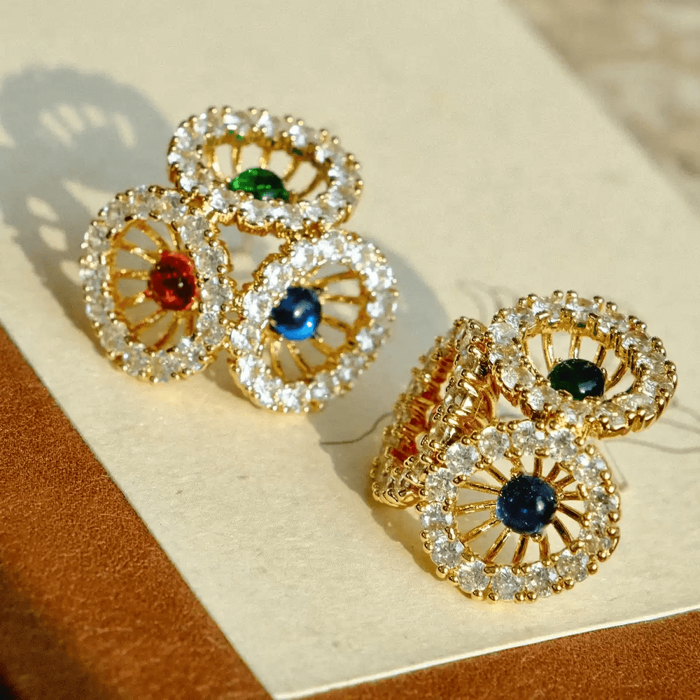 Whispers of the Crystal Palace – Vintage Multicolor Gemstone Earrings – Crystal Palace - WonderlandByLilian