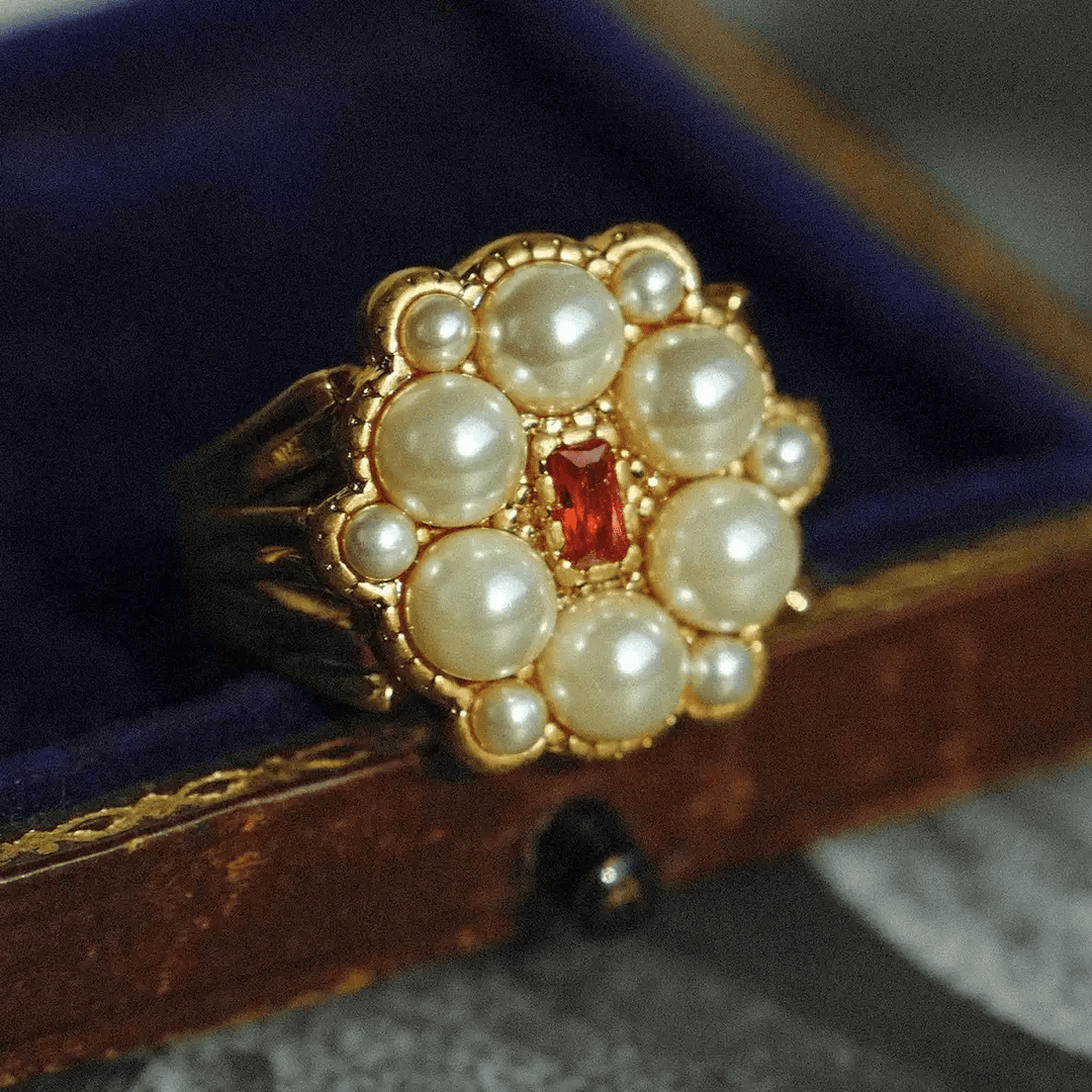 Whispers of Victoria – Handmade Vintage - Style Pearl Cluster Ring – Victoria - WonderlandByLilian