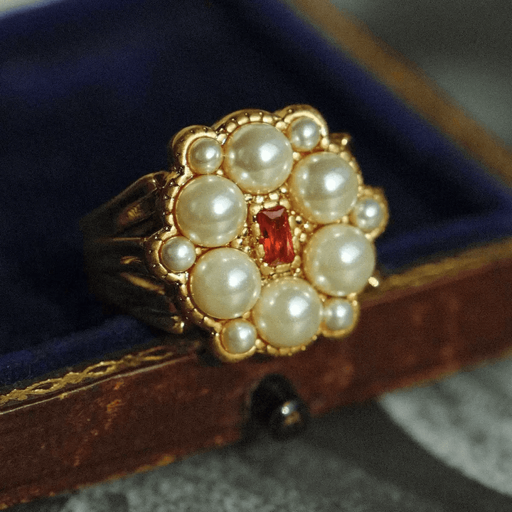 Whispers of Victoria – Handmade Vintage - Style Pearl Cluster Ring – Victoria - WonderlandByLilian