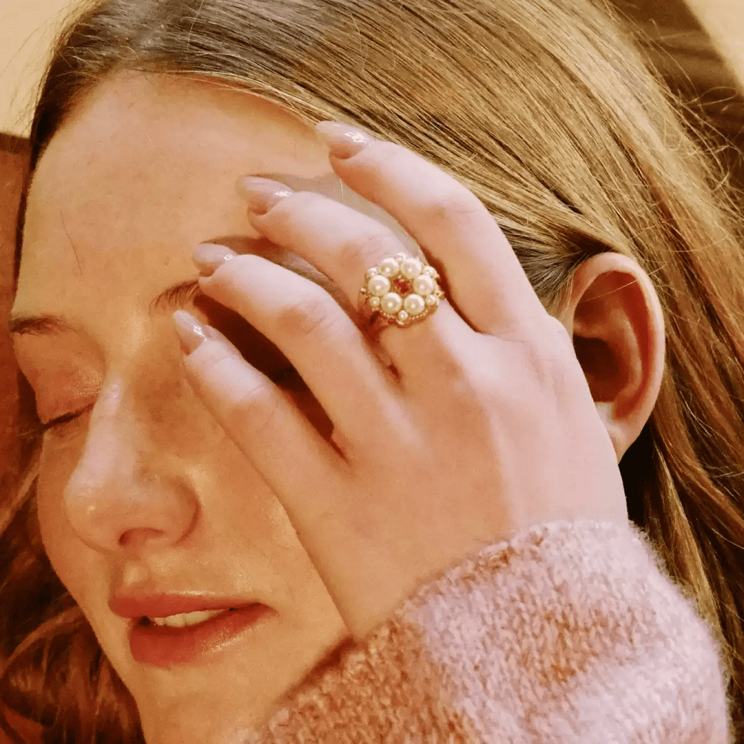 Whispers of Victoria – Handmade Vintage - Style Pearl Cluster Ring – Victoria - WonderlandByLilian