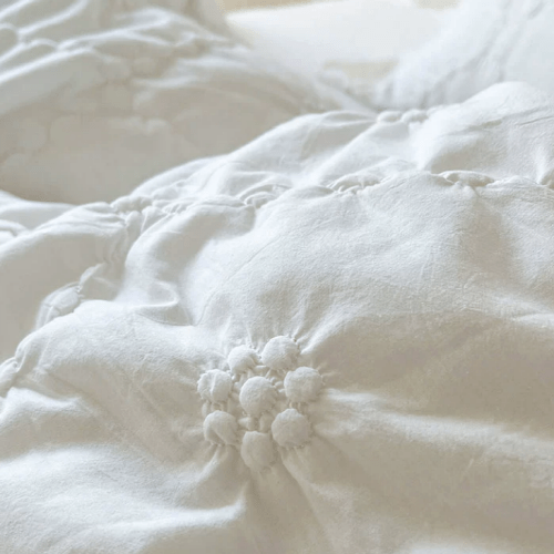 White Cozy Quilting Duvet Cover Set - WonderlandByLilian