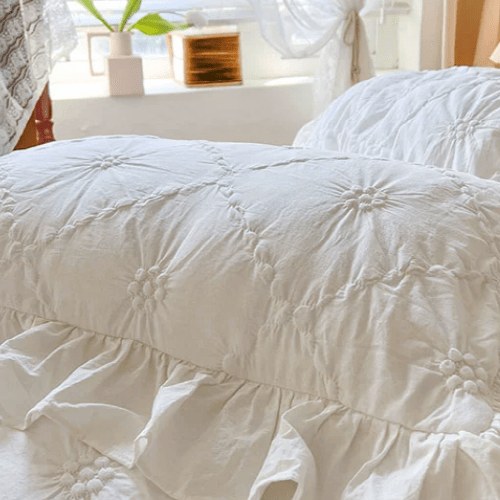 White Cozy Quilting Duvet Cover Set - WonderlandByLilian