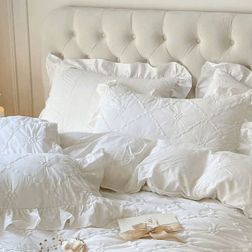 White Cozy Quilting Duvet Cover Set - WonderlandByLilian