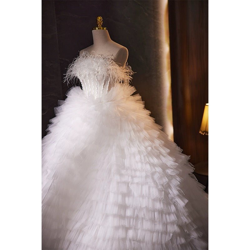 White Feather Embellished Tulle Party Dress Plus Size Size 18W / White White Feather Embellished Tulle Party Dress Plus Size Size 18W / White