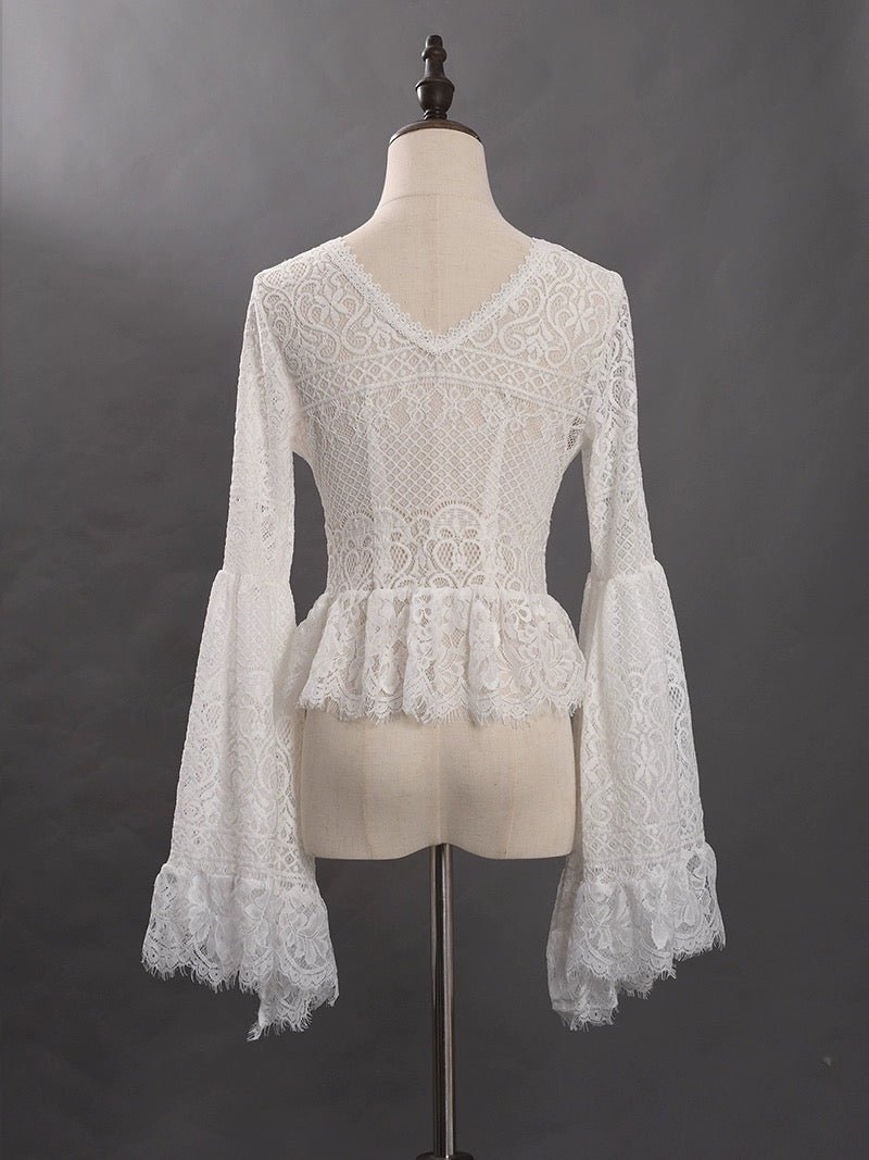 White Layered Tulle Ruffle Dress and White Lolita Dress - Victorian - Inspired High Low Ruffled Dress Plus Size - WonderlandByLilian