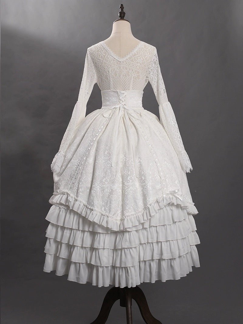 white frilly dress Moonlit Night Ruffle Strap Cut-Out Back Dress White