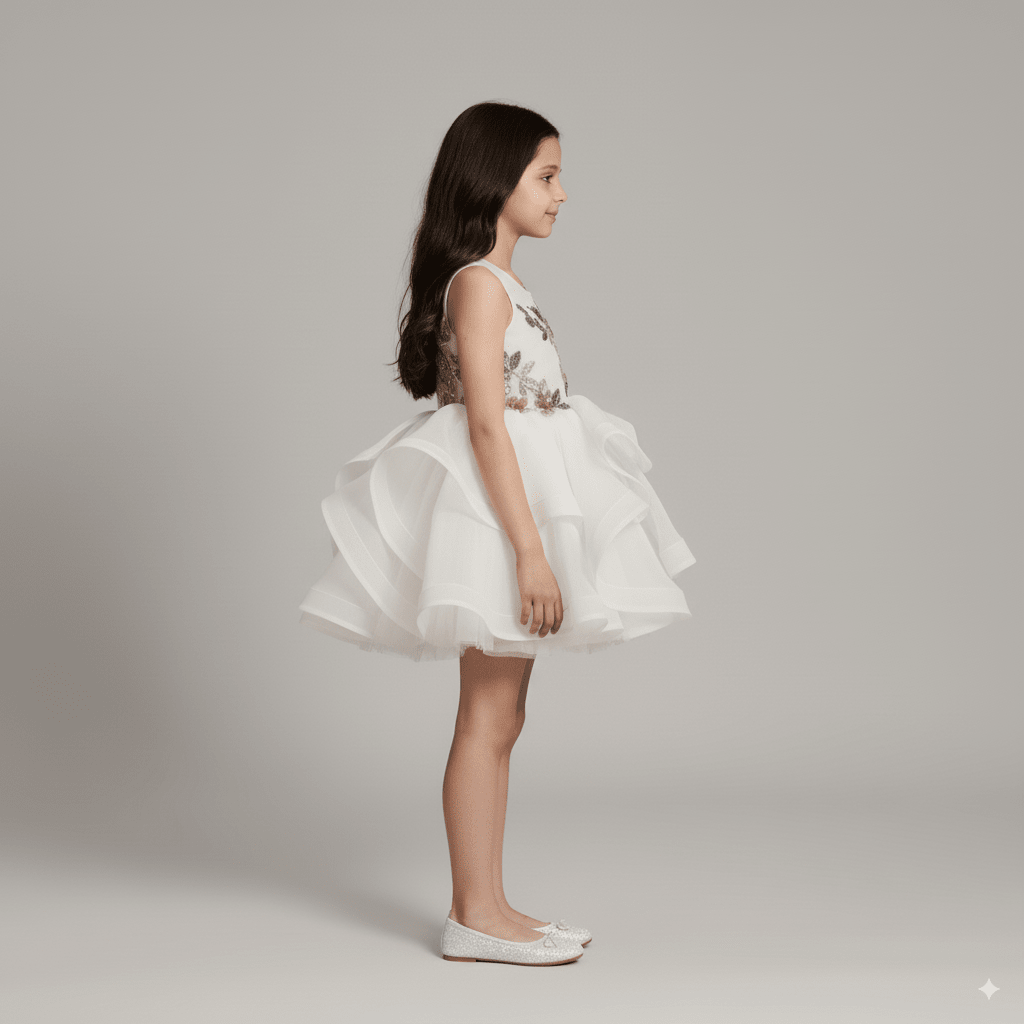White Tulle Flower Girl Dress with 3D Floral Embroidery – Special Occasion Flower Girl Dress Plus Size - WonderlandByLilian