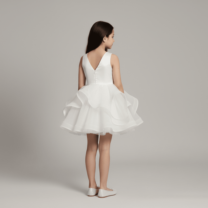 White Tulle Flower Girl Dress with 3D Floral Embroidery – Special Occasion Flower Girl Dress Plus Size - WonderlandByLilian