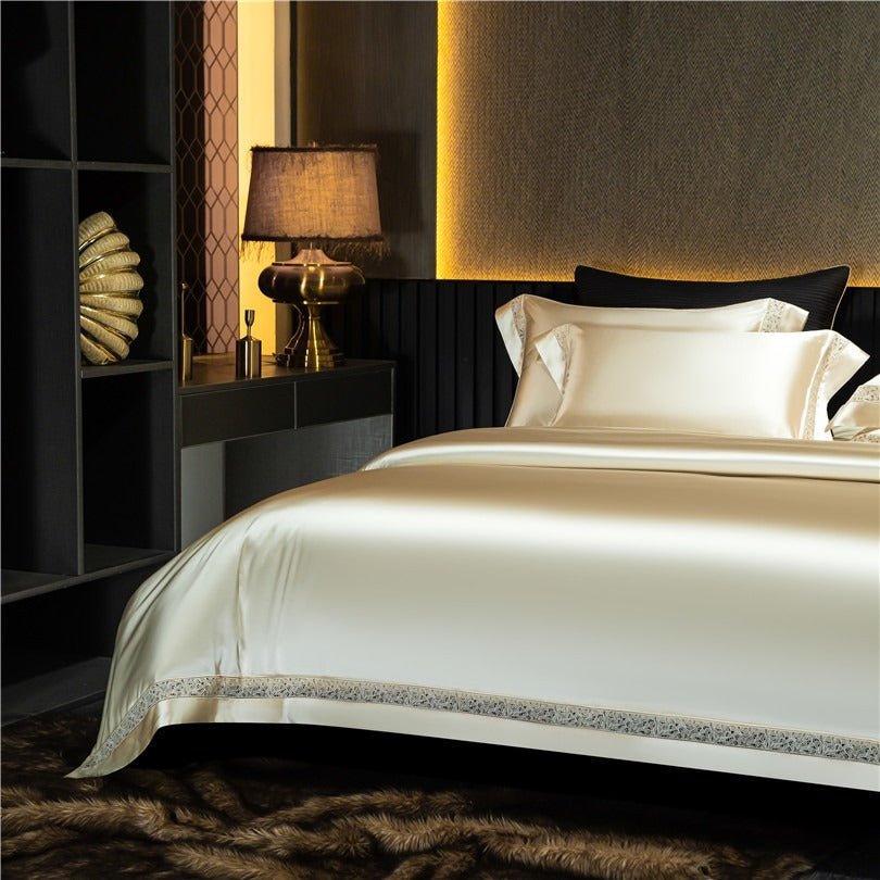 Willa Gold Modern Satin Egyptian Cotton Bedding Set - WonderlandByLilian