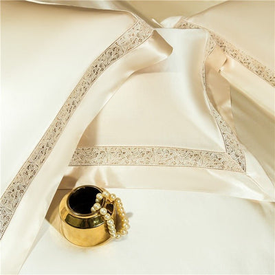 Willa Gold Modern Satin Egyptian Cotton Bedding Set - WonderlandByLilian