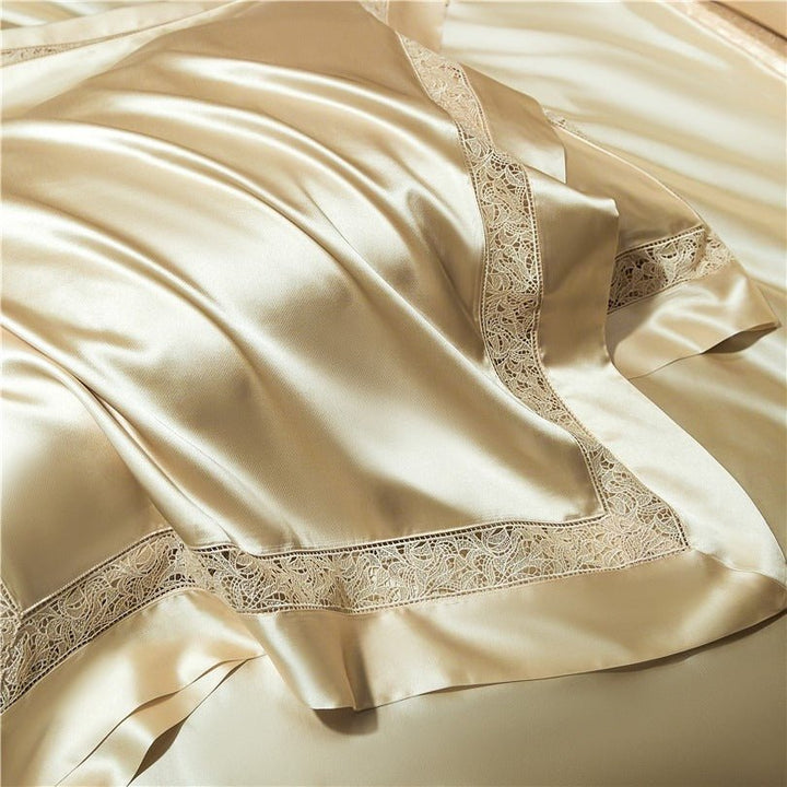 Willa Gold Modern Satin Egyptian Cotton Bedding Set - WonderlandByLilian