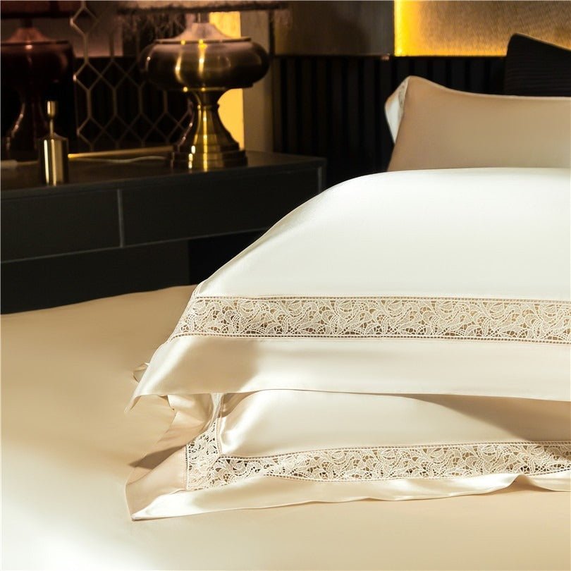 Willa Gold Modern Satin Egyptian Cotton Bedding Set - WonderlandByLilian